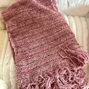 Pink Long Crocheted Scarf